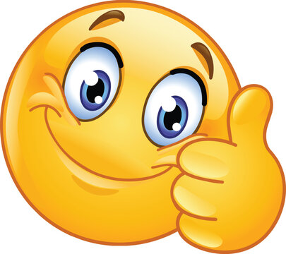 Emoji emoticon showing a thumb up like gesture