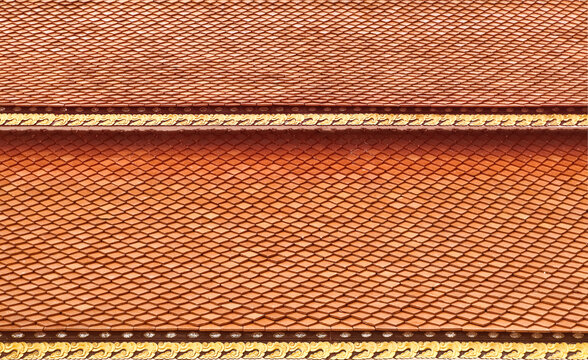 Clay tile roof texture background in Thai temple