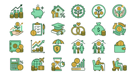 Fototapeta premium Financial Planning and Investment Icon Set