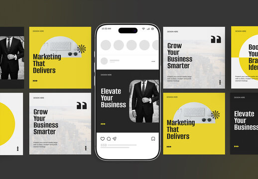 Smartphone with Social Media UI Post Mockup