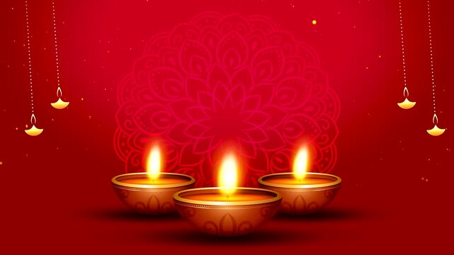 Happy Diwali with decorative props and colourful fireworks background animation video