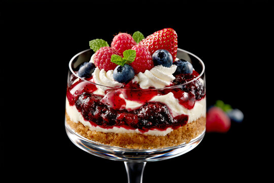 Berry Cheesecake Parfait in Elegant Glass &ndash; AI Generative