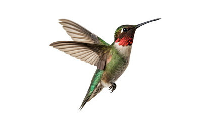 Beautiful small hummingbird hovering with fast moving wings isolated on transparent background © Hanna