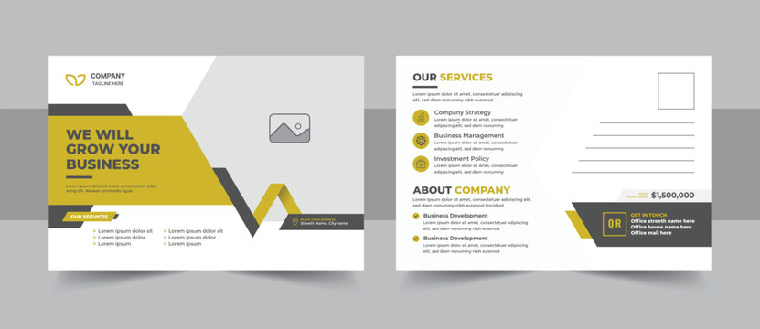 Minimalist modern corporate business postcard design template with professional company eddm layout for print or company eddm postcard layout