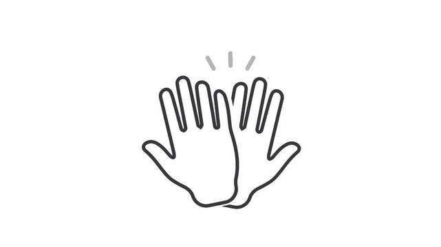 Two hands giving five, clapping palms icon, video.