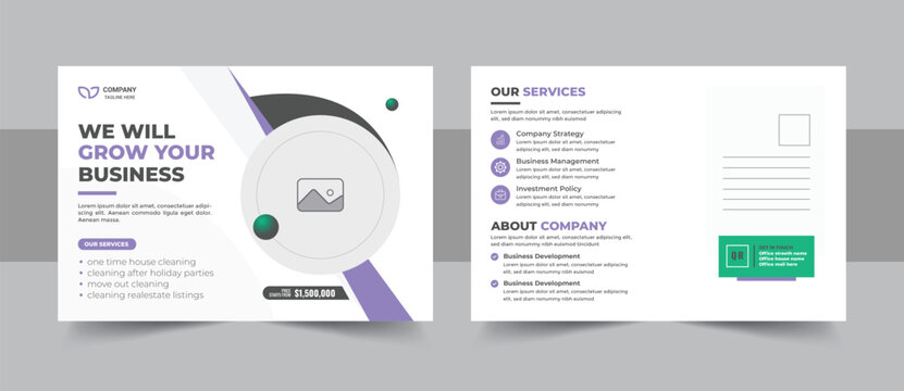 Elegant company eddm postcard layout template for modern corporate business promotion and marketing design
