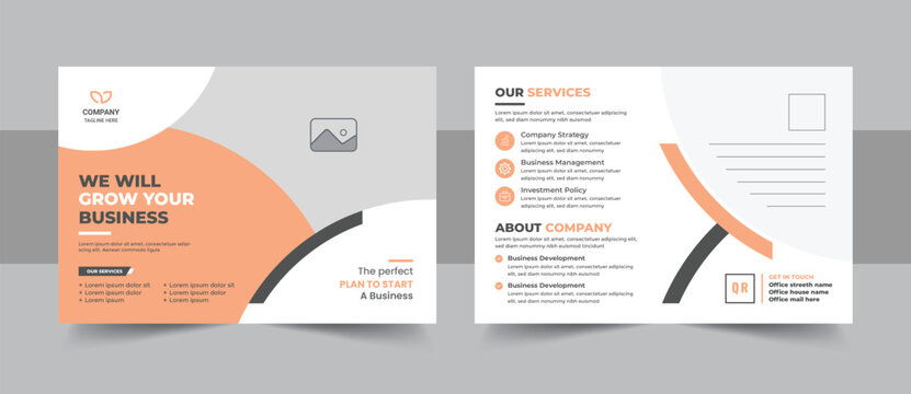 Modern corporate business postcard design template with professional company eddm layout for marketing campaign