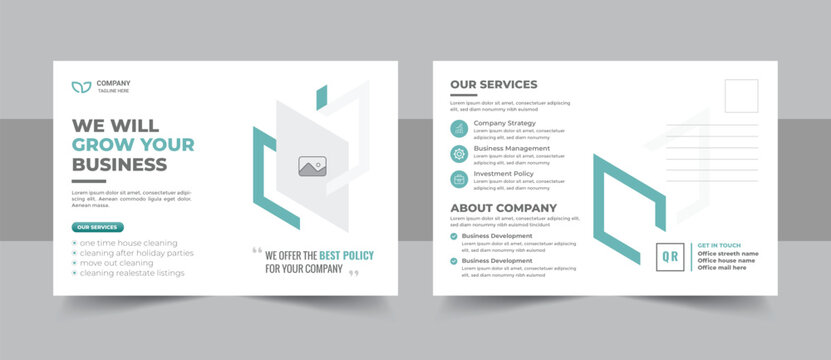 Professional business postcard design template for modern corporate company eddm layout and print advertisement