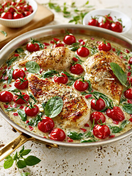Creamy Tuscan Chicken Skillet with Spinach and Tomatoes &ndash; AI Generative