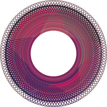 Abstract circular spirograph pattern with magenta and blue gradient geometric intersecting lines geometric abstract gradient