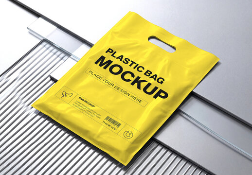 Plastic Die Cut Shopping Bag Mockup