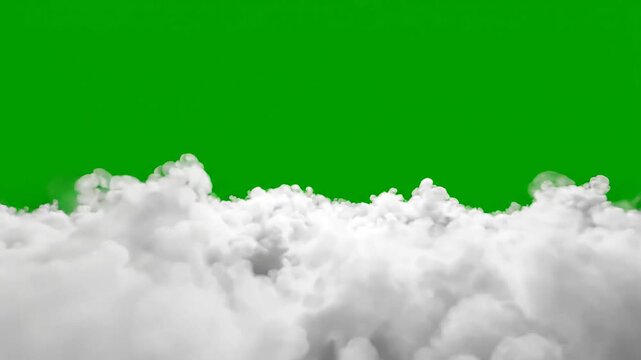 Cinematic fog overlay featuring dense white clouds on green screen background for visual effects editing. Ideal motion graphics element for compositing and digital production.