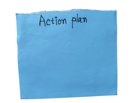 A single blue sticky note with handwritten text on a flat surface for office and school organization