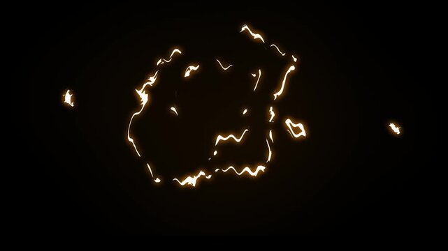 Energy blast animation with glowing lightning strikes, thunder flash, comic spark explosions, hand drawn electric effects and transparent black background overlay for action videos editing. 4k