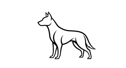 Fototapeta premium Minimalist dog illustration black and white outline design on white background