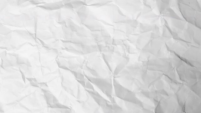 Abstract white paper crumpled background 4K resolution with seamless looping animation.