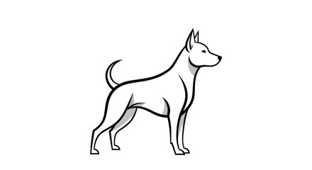 Obraz premium Minimalist dog illustration in profile with clean lines on white background
