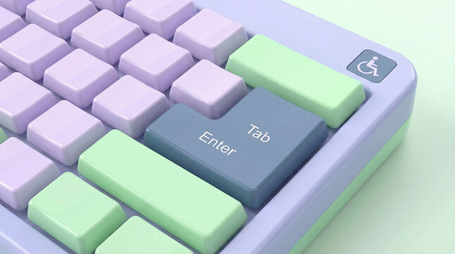 Pastel Computer Keyboard with Tab, Enter and Accessibility Keys
