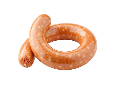German sausage twisted and coiled for oktoberfest celebration, isolated on transparent background