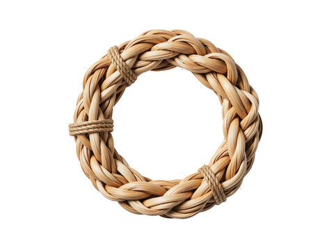 Braided wicker wreath oktoberfest decoration on, isolated on transparent background