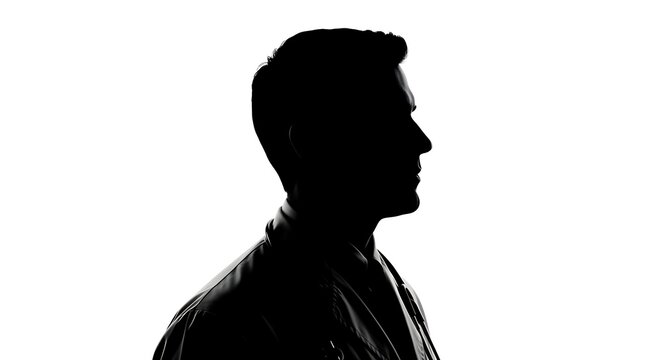 Silhouette of man in profile.