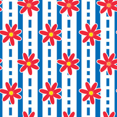 Obraz premium cute red flower seamless pattern design