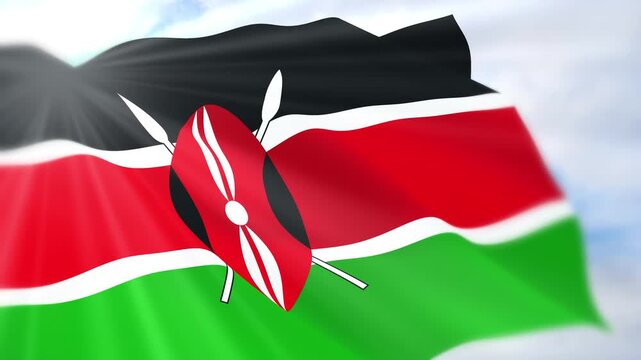 Kenya Flag Seamless Loop 4k 60fps on Sky Background