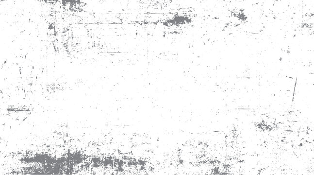 White background with scattered grey distressed textures and fine speckles creating a grunge effect