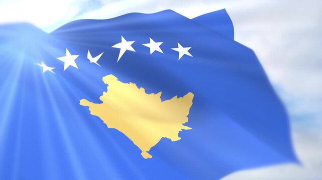 Kosovo Flag Seamless Loop 4k 60fps on Sky Background