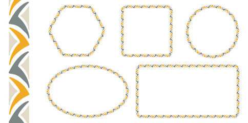 Obraz premium Collection of tiki frames featuring ethnic geometric borders and decorative hand drawn details. Ideal for certificates, invitations, menus and printable products.