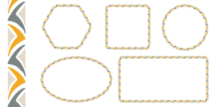 Collection of tiki frames featuring ethnic geometric borders and decorative hand drawn details. Ideal for certificates, invitations, menus and printable products.