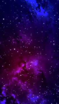 Purple Nebula Deep Space with Stars Twinkle , Cosmic Starfield for Videos, Presentations and social media science stream backgrounds