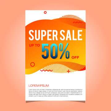 Super Sale 50 percent banner. Liquid background orange color vector template illustration design EPS 10