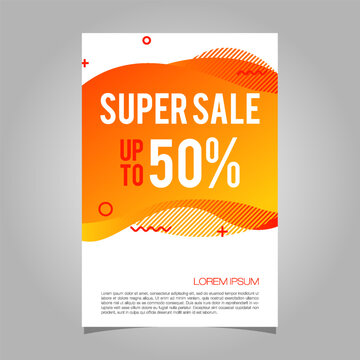 Super Sale 50 percent banner. Liquid background orange color vector template illustration design EPS 10