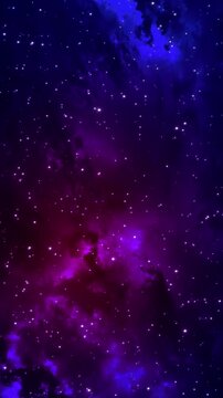 Purple Nebula Deep Space with Stars Twinkle animation, Cosmic Starfield for Videos, Presentations and vertical social media science stream motion backgrounds