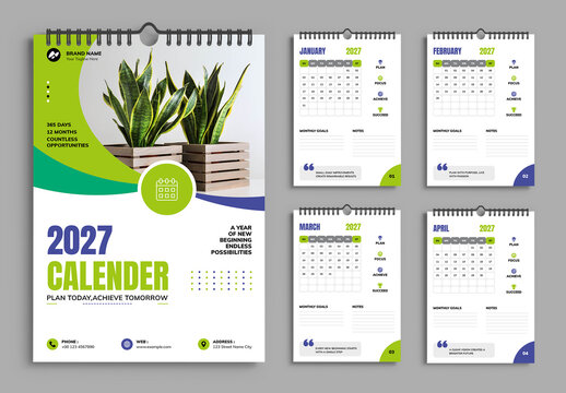 2027 Calendar Template With Modern Minimal Design