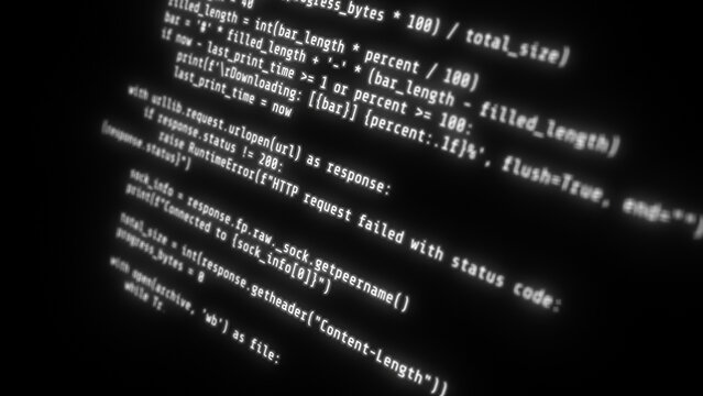 Encrypted fast scrolling programming security hacking code, cyberspace binary coding software screen computer technology text datum digital
