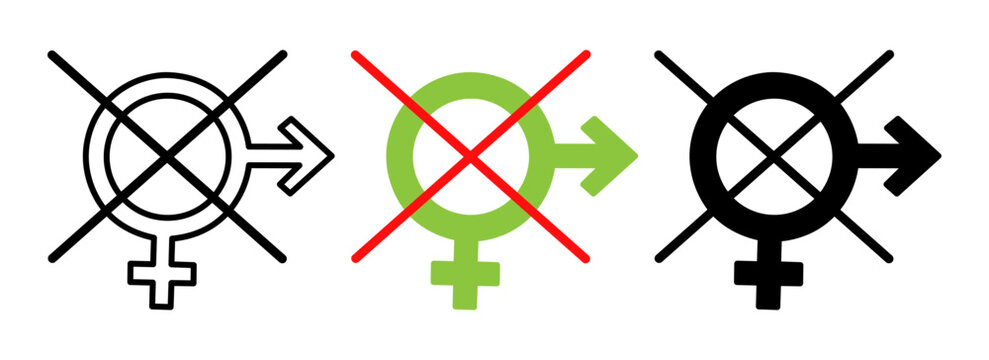 no gender symbol icon set forbidden sex signs vector illustration