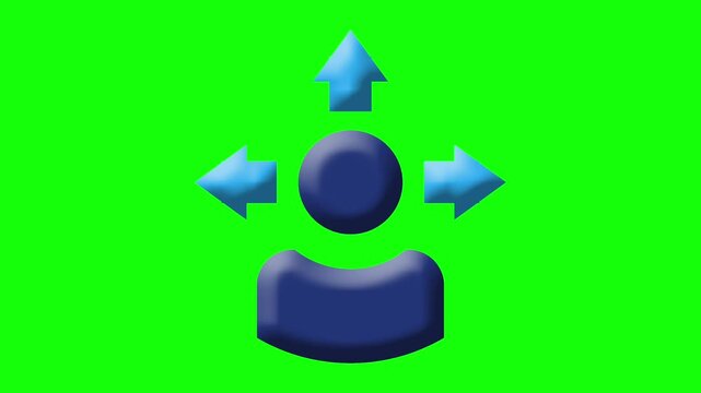 User Profile with Multi Directional Arrows Icon Animation on Green Screen Background