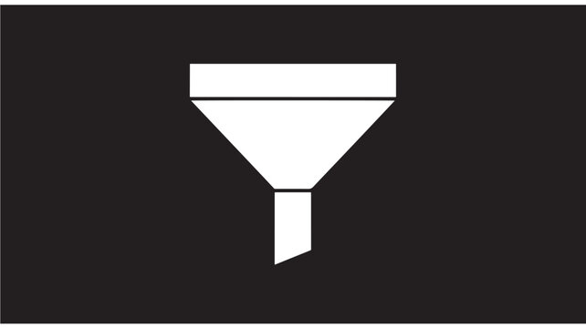 Minimalist white funnel icon on black background.