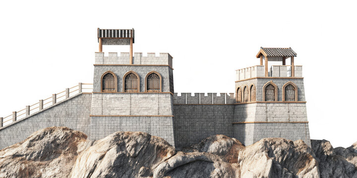 The wall of china isolated on white background p n g a i generated ancient wall historical landmark stone architecture