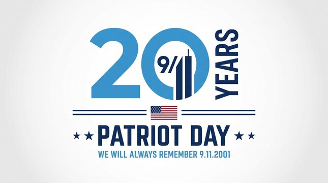 9/11 Patriot Day - 20 Years of September 11th USA. White background vector