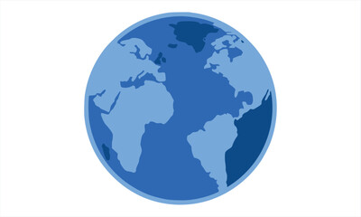 Fototapeta premium Blue Earth Globe Vector Icon World Map Sphere Illustration Isolated Background