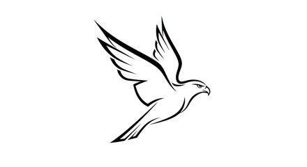 Obraz premium Soaring bird silhouette against white background for concept use
