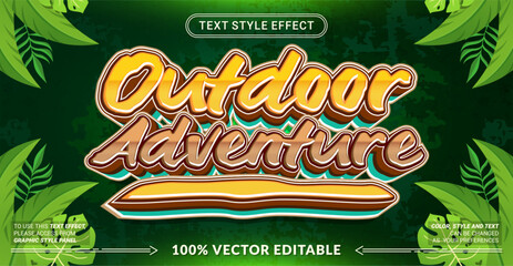 Obraz premium Editable Outdoor Adventure text effect vector with bold nature-inspired typography. Perfect for outdoor events, adventure branding, posters, banners, and social media designs.