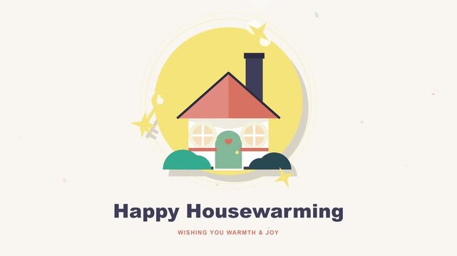 Minimalist Illustrated House and Keys Animating with Text Displaying