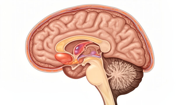 Cyst concept ,brain cyst neurological medical anatomy human brain cross section detailed view