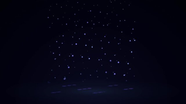 Abstract Animation Of Falling Particles Creating Light Reflections On A Dark Surface In An Infinite Loop