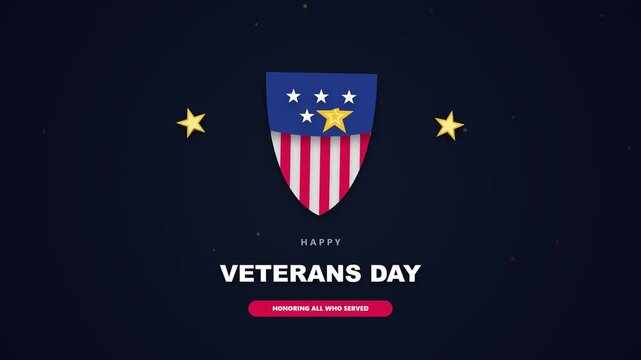 Patriotic Shield with Stars Appearing on Dark Blue Background