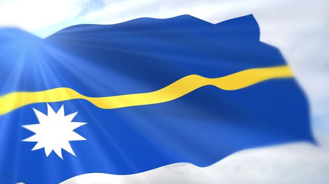 Nauru Flag Seamless Loop 4k 60fps on Sky Background